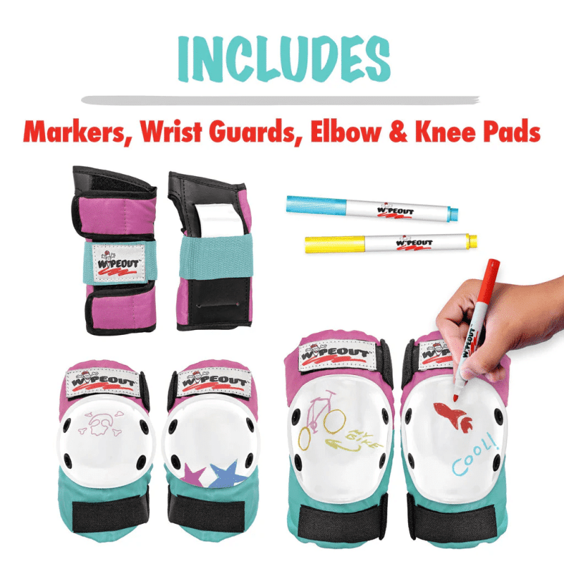 Best Triple 8 Wipeout Dry Erase Tri Pack Protective Pads Pink/ Teal - Size Youth 5+